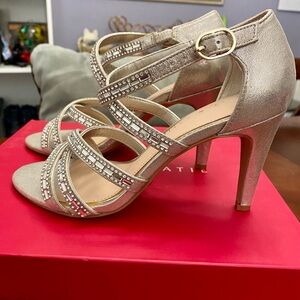 Elegant Silver Strappy Heels